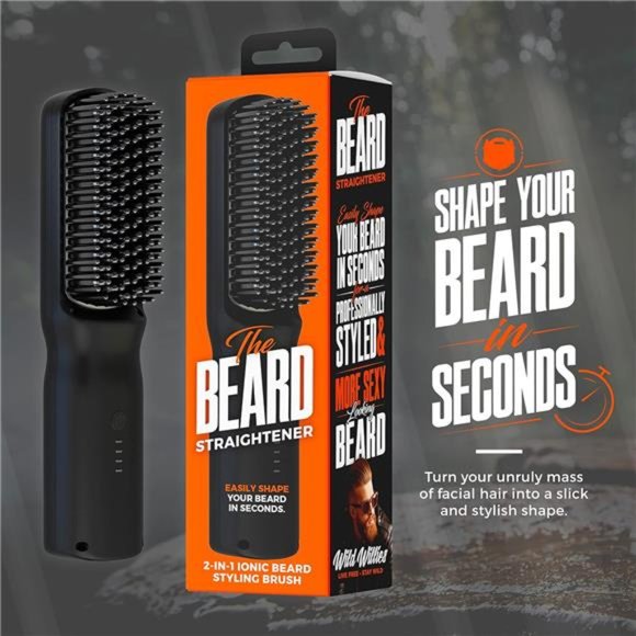 Beard Straightener for Men Brush 2-in-1 Heated Beard Brush, 3 Temp Setting - Picture 3 of 6